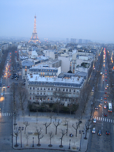 Atardecer desde el Arco de Triunfo en París
