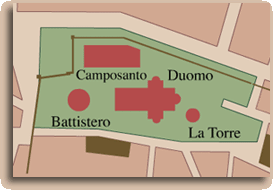 Mapa de la plaza de los miraculos de Pisa