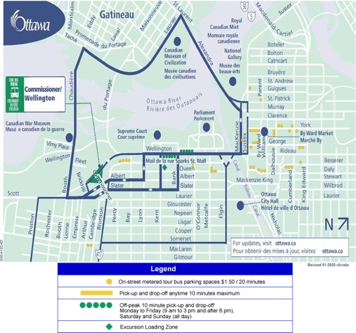 Plano de accesos al Parlamento de Ottawa