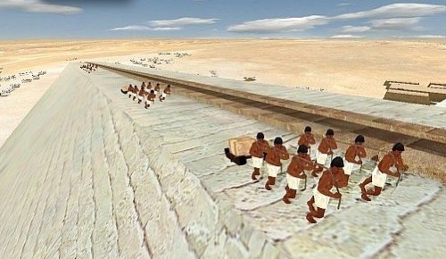 Construcción de la pirámide de Giza. Foto EFE