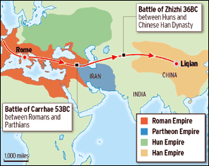 Teoría del profesor Dubs sobre la ruta de las legiones romanas en China