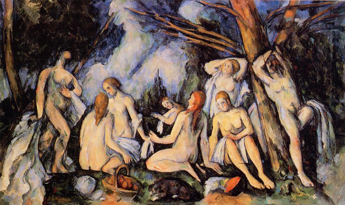 Les grandes baigneuses de Cézanne pintada en su taller