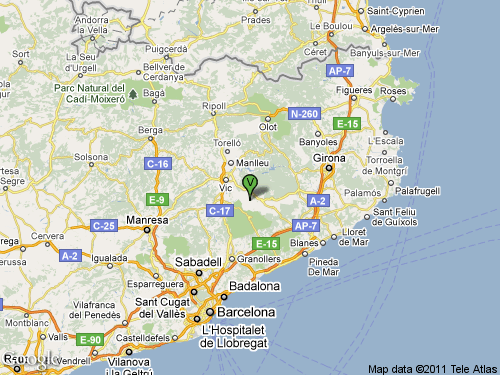 Mapa del Montseny y la ubicación de Viladrau, con respecto a Barcelona