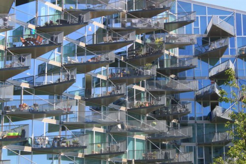 Balcones del edificio VM de Ingels en Copenhagen