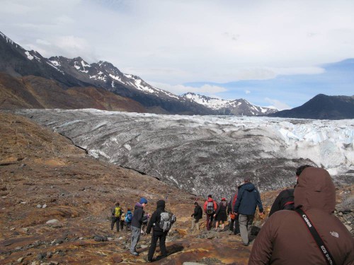 Llegando al glaciar después de un pequeño trekking