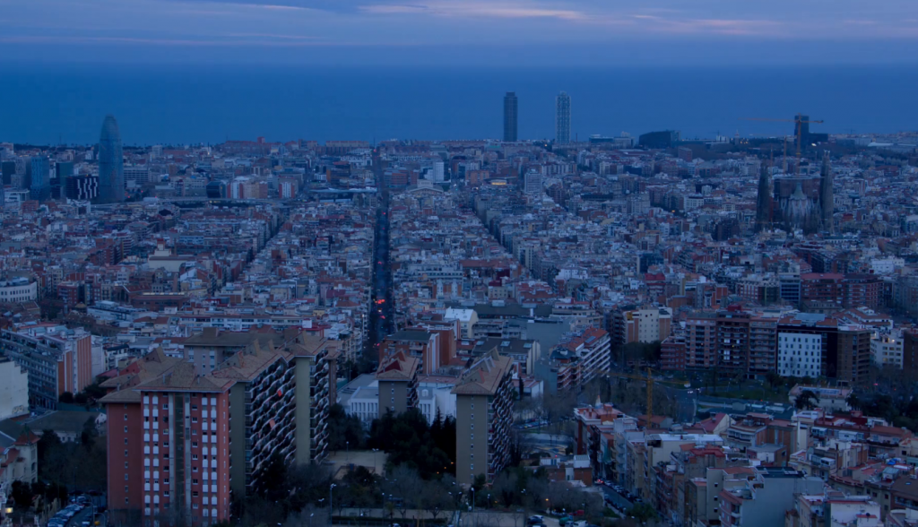 Timelapse para ver cómo oscurece sobre Barcelona