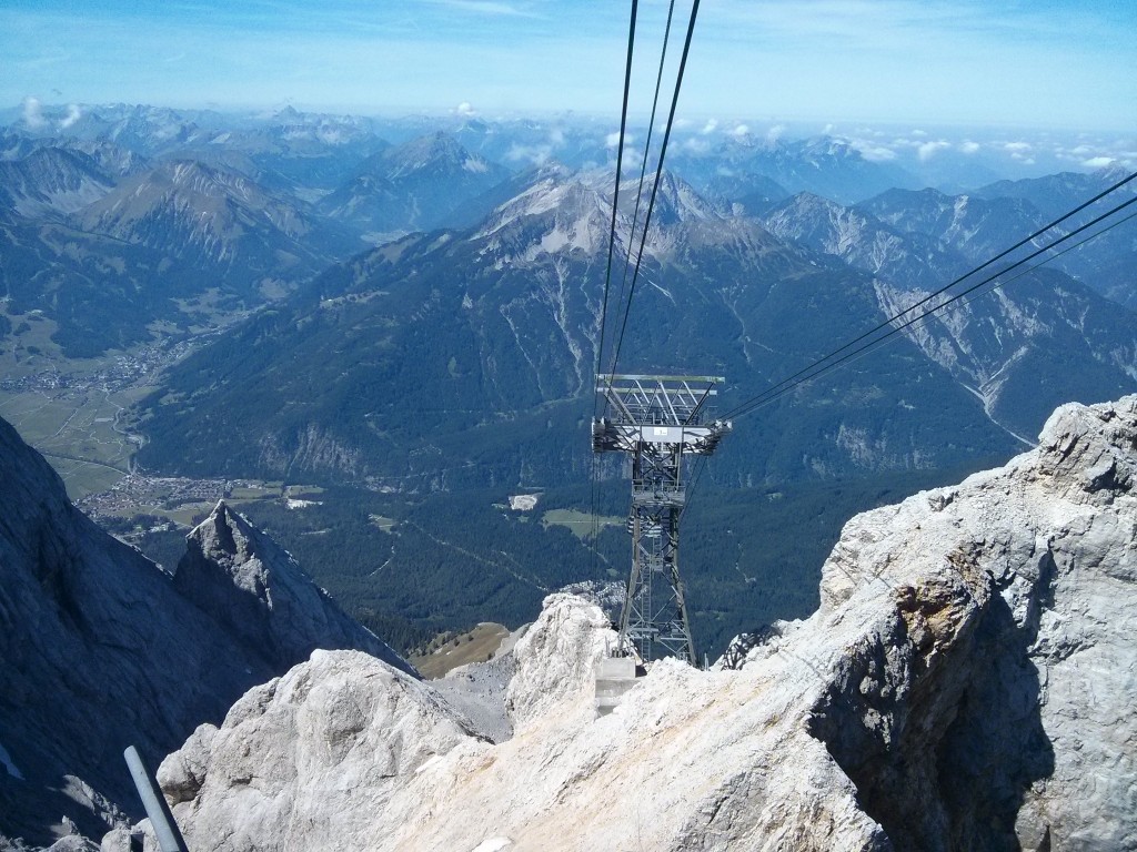 Cable del teleférico de Ehrwald desde el Zugspitze