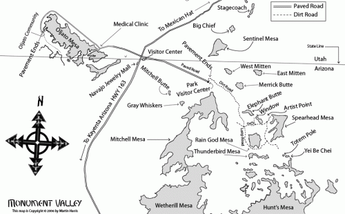 Mapa de Monument Valley (c) Martin Harris, 2006